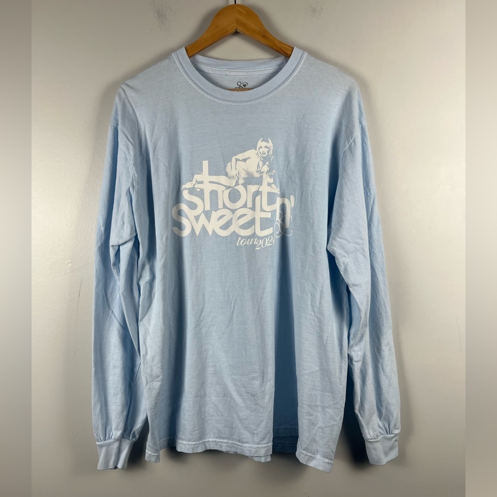 Sabrina Carpenter Blue VIP short n’ sweet tour light blue long sleeve size large